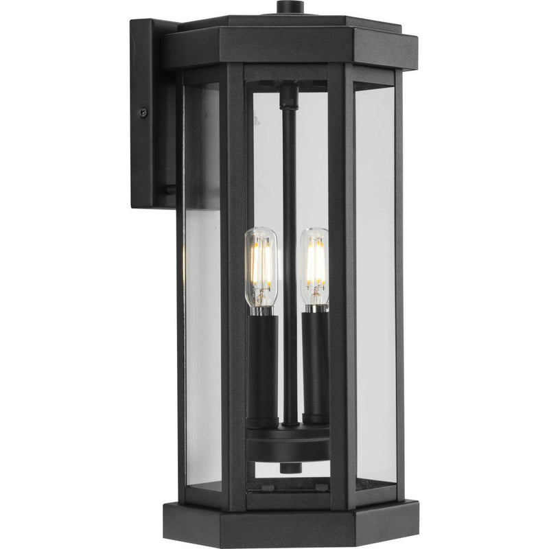 Progress Lighting P560338-031 Two Light Wall Lantern, Black