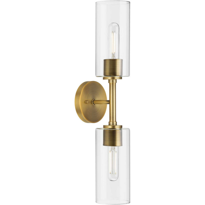 Progress Lighting P710115-163 Two Light Wall Bracket, Vintage Brass
