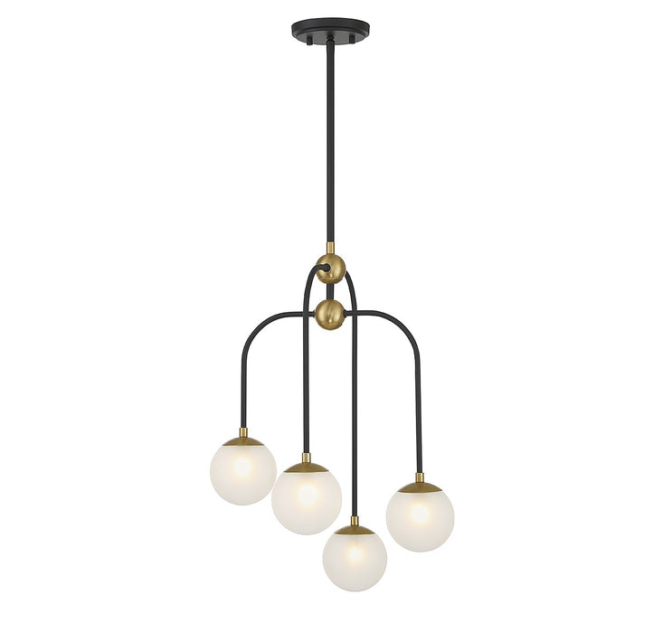Savoy House 1-6697-4-143 Four Light Chandelier, Matte Black with Warm Brass