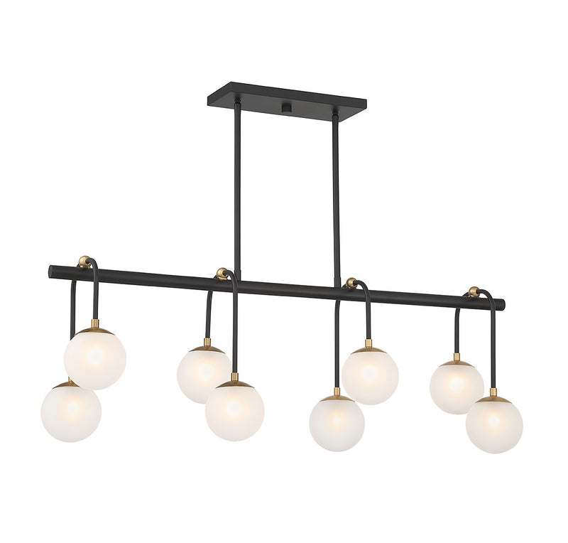Savoy House 1-6699-8-143 Eight Light Linear Chandelier, Matte Black with Warm Brass