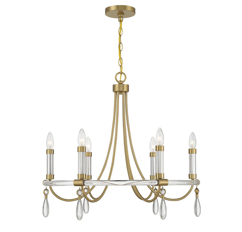 Savoy House 1-7716-6-195 Six Light Chandelier, Warm Brass and Chrome