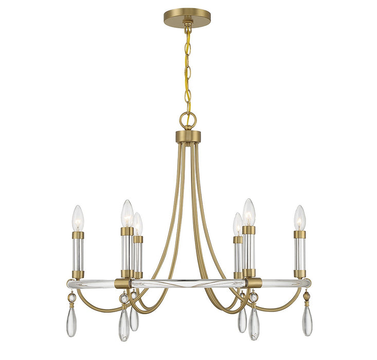 Savoy House 1-7716-6-195 Six Light Chandelier, Warm Brass and Chrome