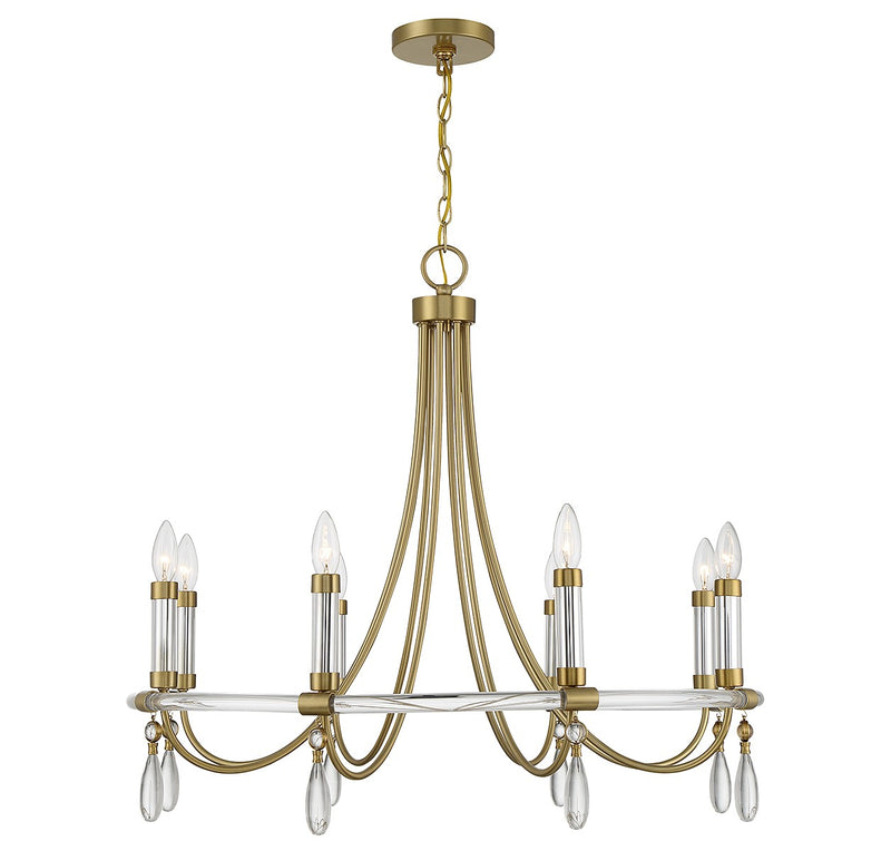 Savoy House 1-7718-8-195 Eight Light Chandelier, Warm Brass and Chrome