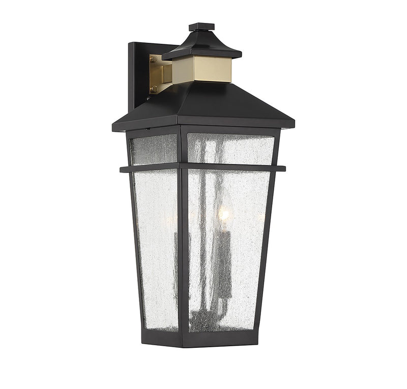 Savoy House 5-714-143 Two Light Outdoor Wall Lantern, Matte Black with Warm Brass