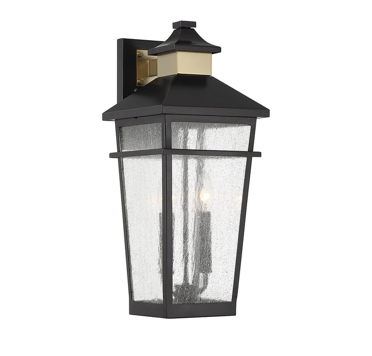 Savoy House 5-714-143 Two Light Outdoor Wall Lantern, Matte Black with Warm Brass