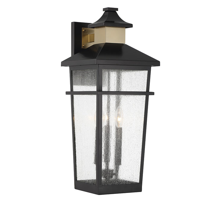 Savoy House 5-715-143 Three Light Outdoor Wall Lantern, Matte Black with Warm Brass