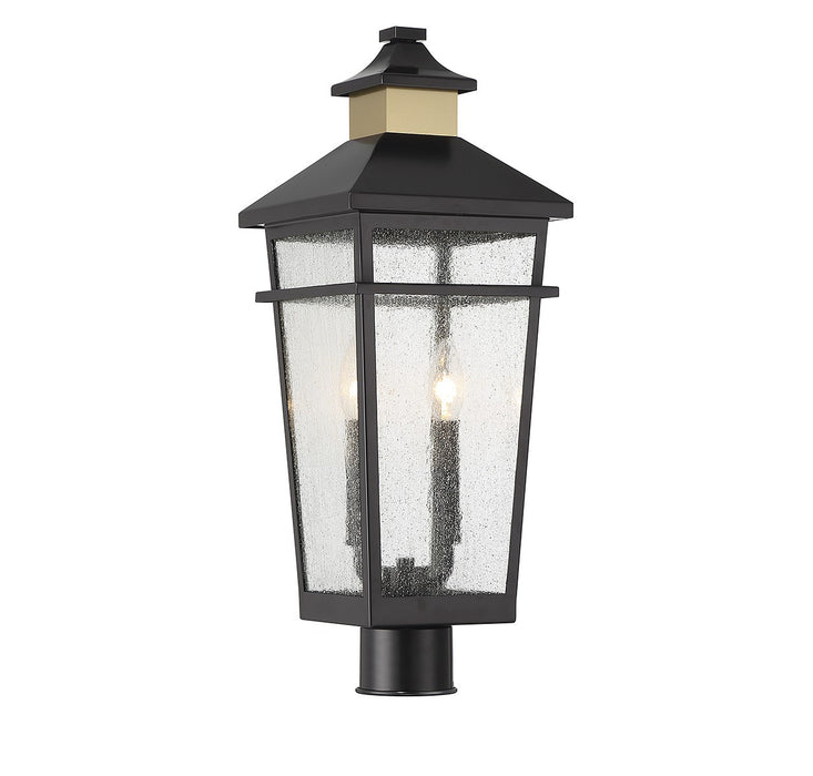 Savoy House 5-718-143 Two Light Outdoor Post Lantern, Matte Black with Warm Brass