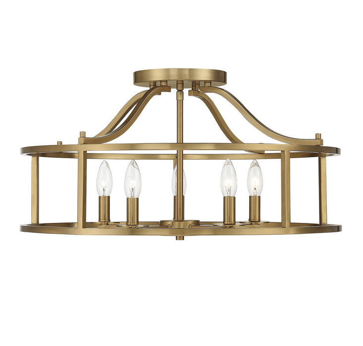 Savoy House 6-1679-5-322 Five Light Semi Flush Mount, Warm Brass
