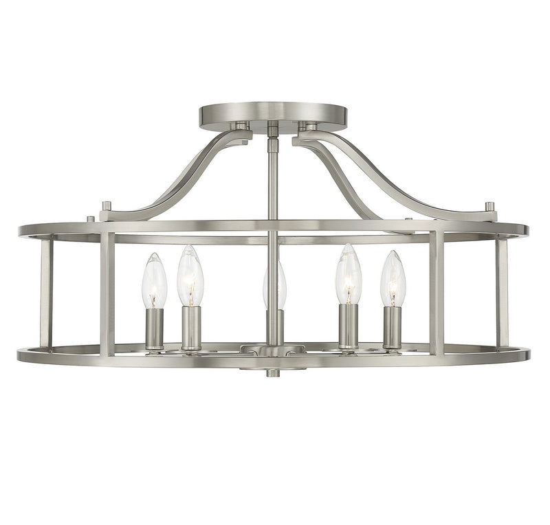Savoy House 6-1679-5-SN Five Light Semi Flush Mount, Satin Nickel
