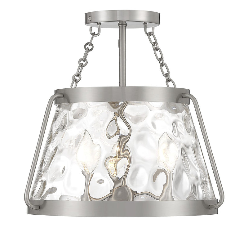 Savoy House 6-1802-3-SN Three Light Semi-Flush Mount, Satin Nickel
