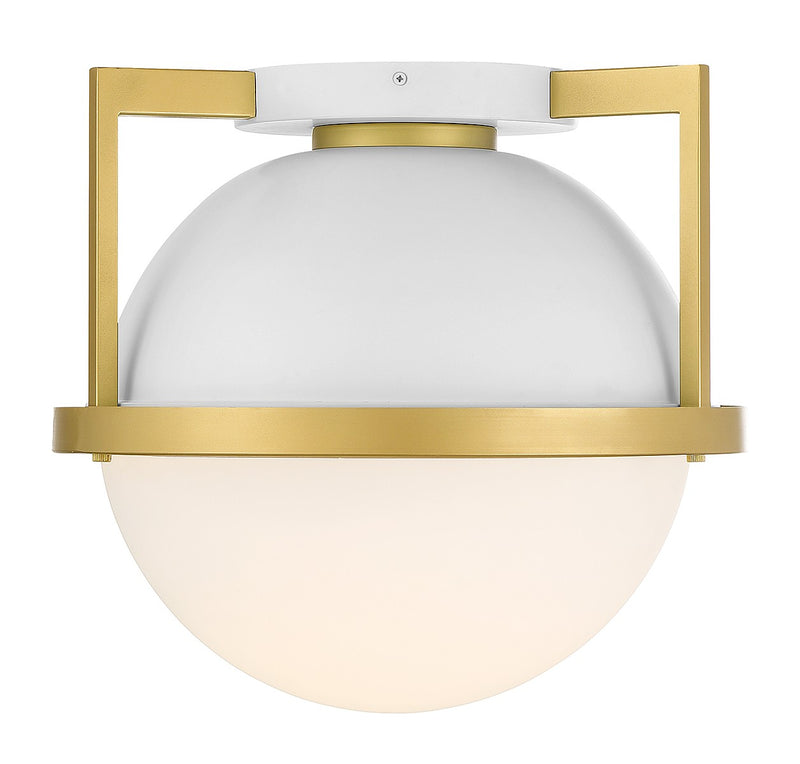 Savoy House 6-4602-1-142 One Light Flush Mount, White with Warm Brass