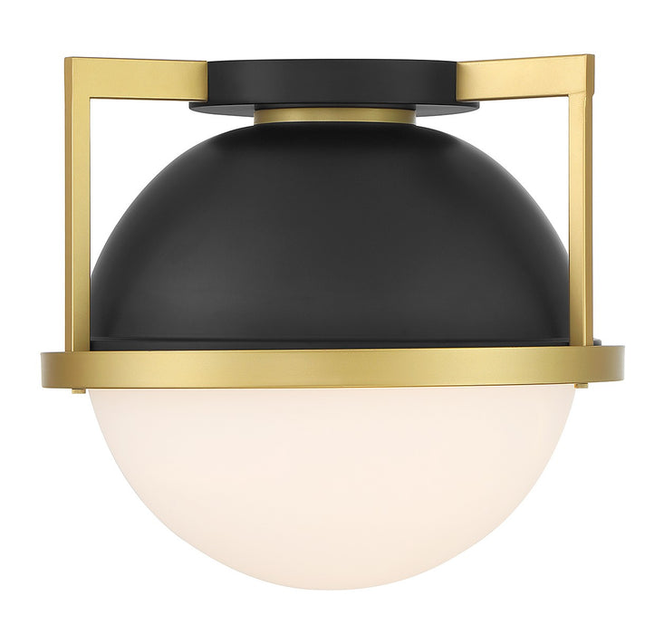 Savoy House 6-4602-1-143 One Light Flush Mount, Matte Black with Warm Brass