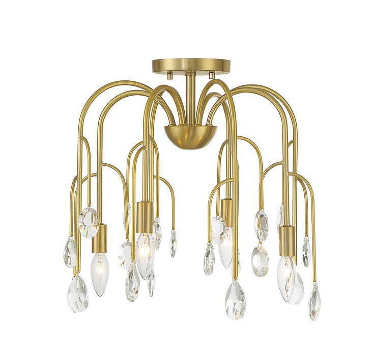 Savoy House 6-6684-4-127 Four Light Convertible Semi-Flush or Pendant, Noble Brass