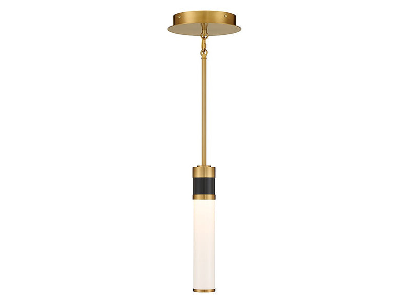 Savoy House 7-1643-1-143 LED Mini Pendant, Matte Black with Warm Brass