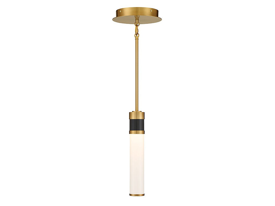 Savoy House 7-1643-1-143 LED Mini Pendant, Matte Black with Warm Brass
