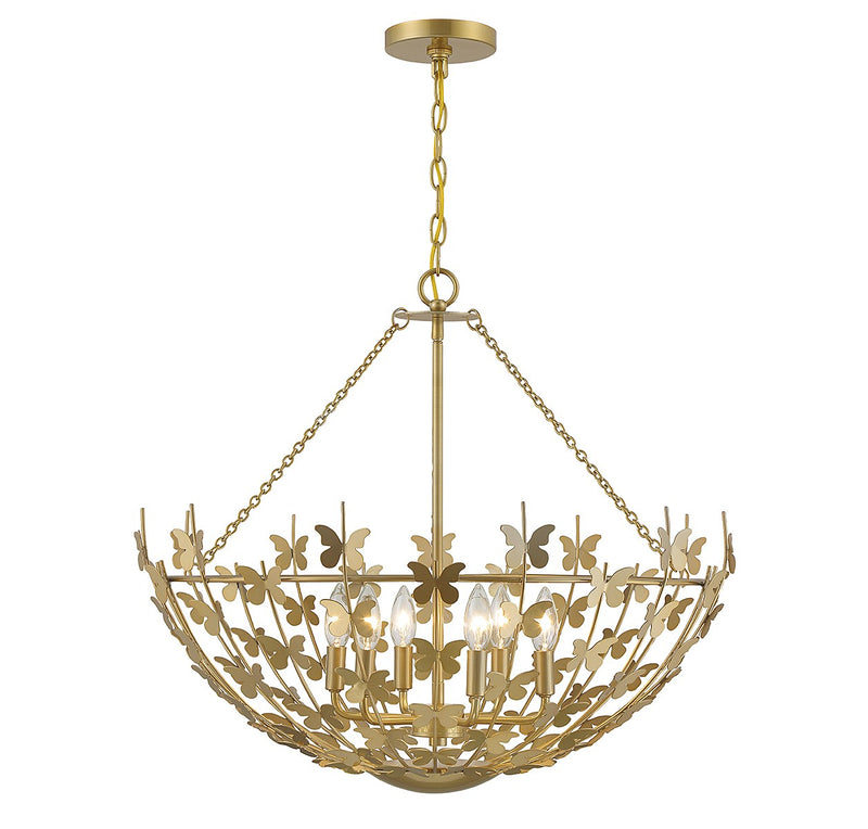 Savoy House 7-4199-6-171 Six Light Pendant, Burnished Brass