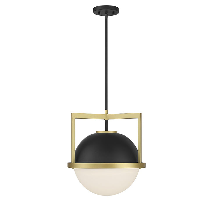 Savoy House 7-4600-1-143 One Light Pendant, Matte Black with Warm Brass