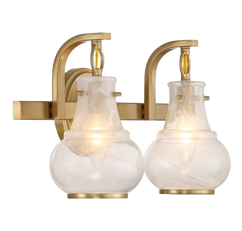 Savoy House 8-4417-2-322 Two Light Bathroom Vanity, Warm Brass