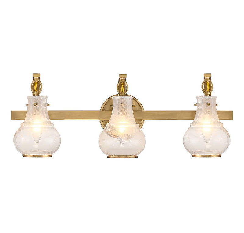 Savoy House 8-4417-3-322 Three Light Bathroom Vanity, Warm Brass