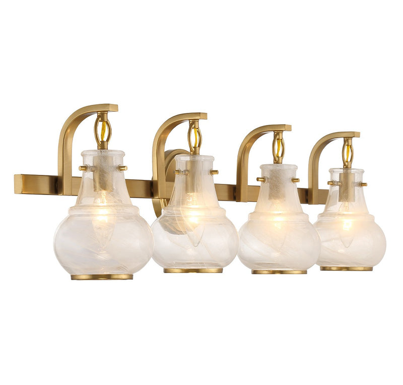 Savoy House 8-4417-4-322 Four Light Bathroom Vanity, Warm Brass