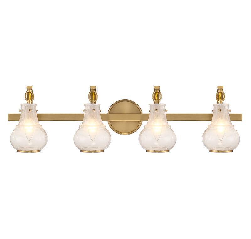 Savoy House 8-4417-4-322 Four Light Bathroom Vanity, Warm Brass
