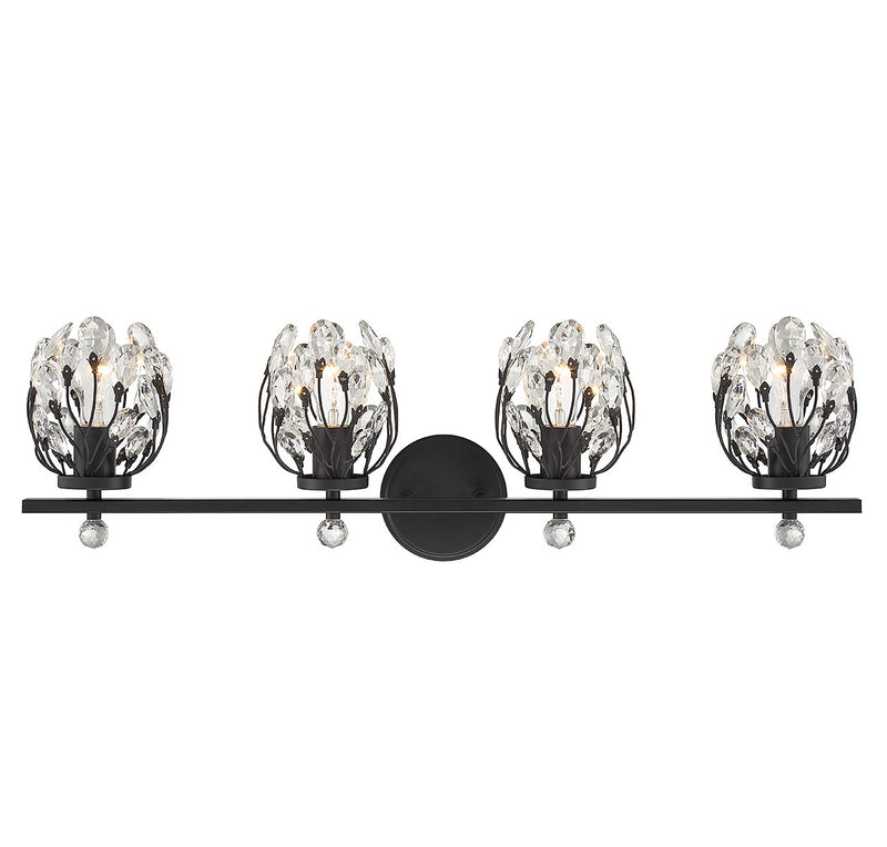 Savoy House 8-6601-4-BK Four Light Bathroom Vanity, Matte Black