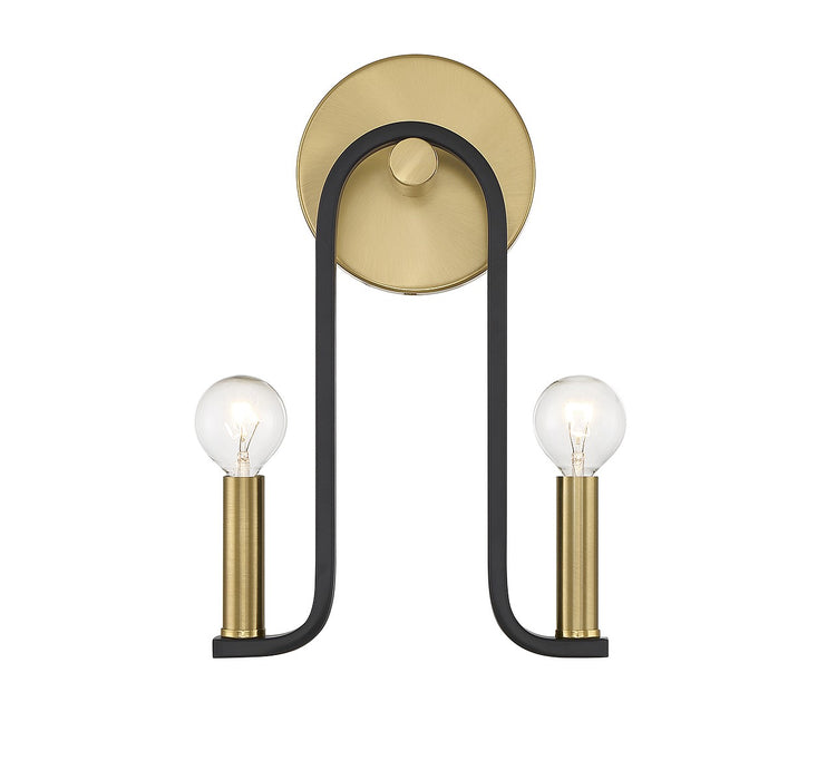 Savoy House 9-5531-2-143 Two Light Wall Sconce, Matte Black with Warm Brass