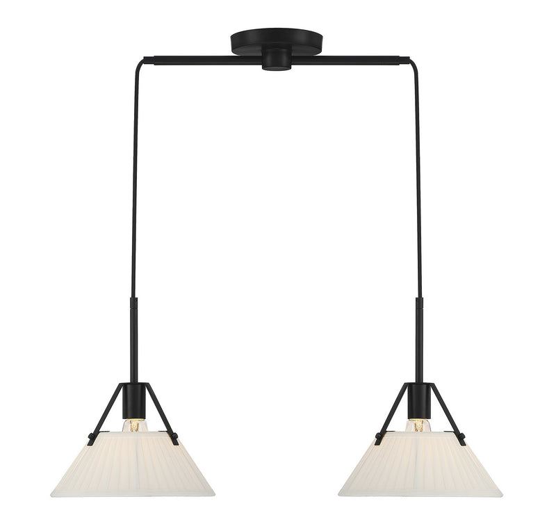 Meridian M100108MBK Two Light Linear Chandelier, Matte Black