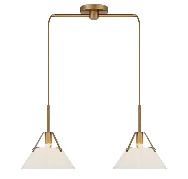 Meridian M100108NB Two Light Chandelier, Natural Brass