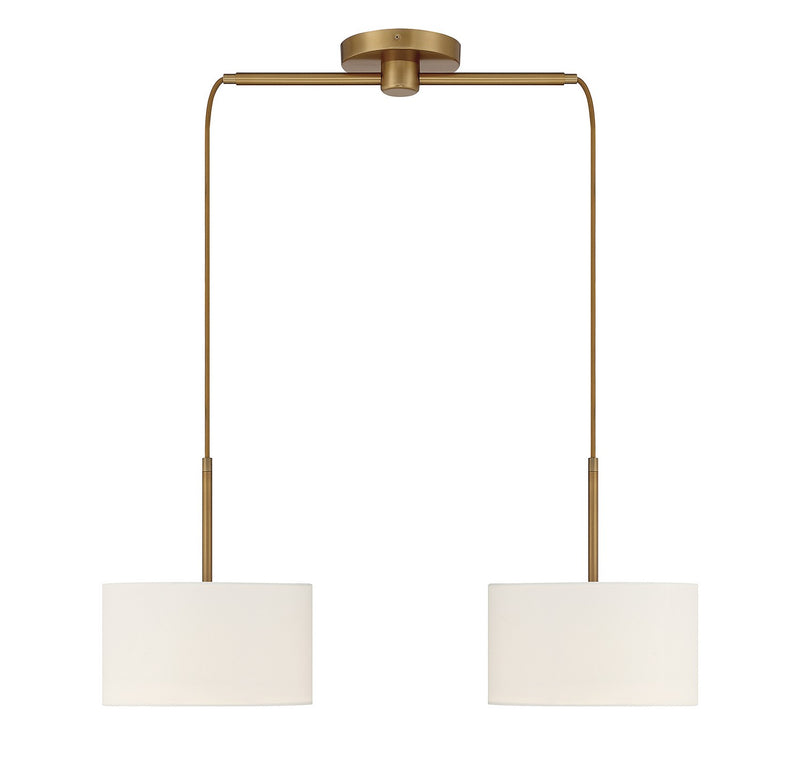 Meridian M100109NB Two Light Linear Chandelier, Natural Brass