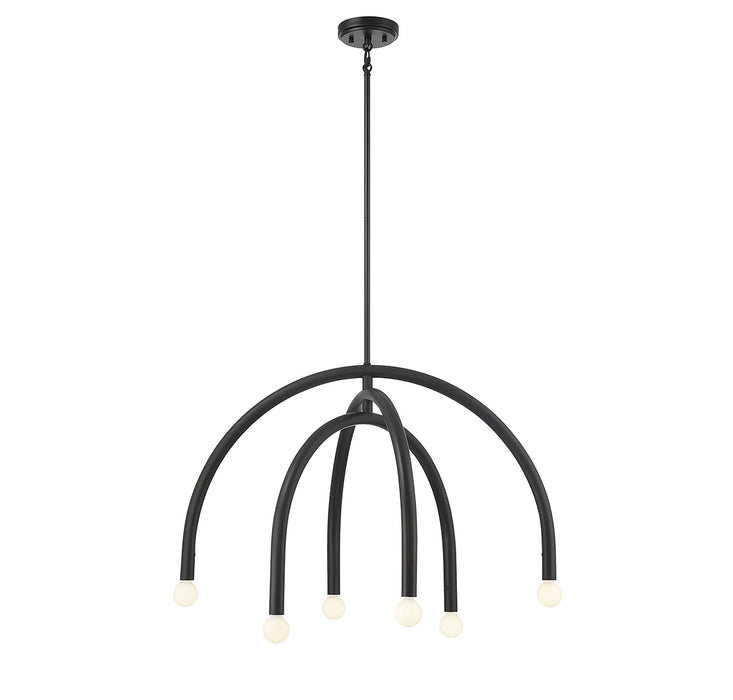 Meridian M100115MBK Six Light Chandelier, Matte Black