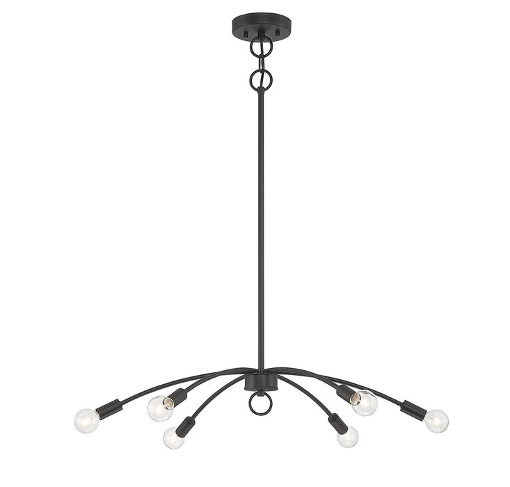 Meridian M100116MBK Six Light Chandelier, Matte Black