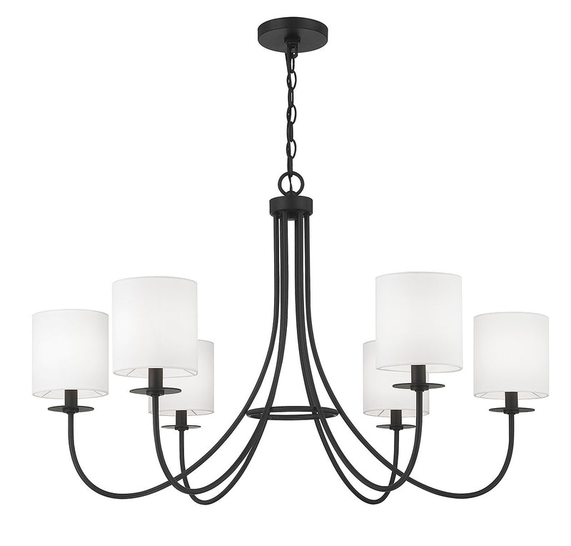 Meridian M100117MBK Six Light Chandelier, Matte Black