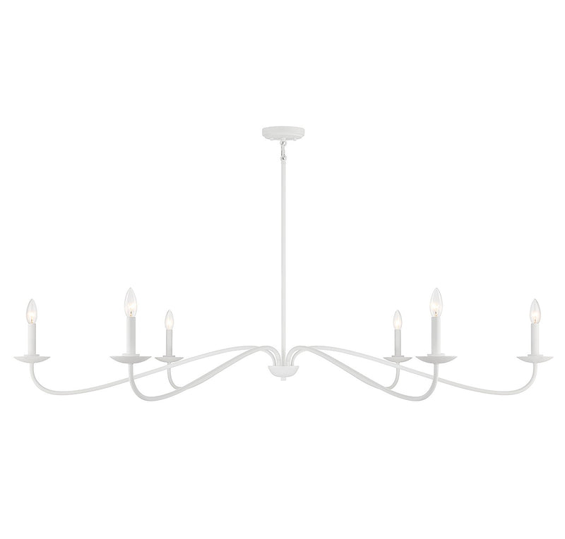 Meridian M100119BQW Six Light Chandelier, Bisque White