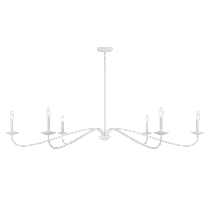 Meridian M100119BQW Six Light Chandelier, Bisque White