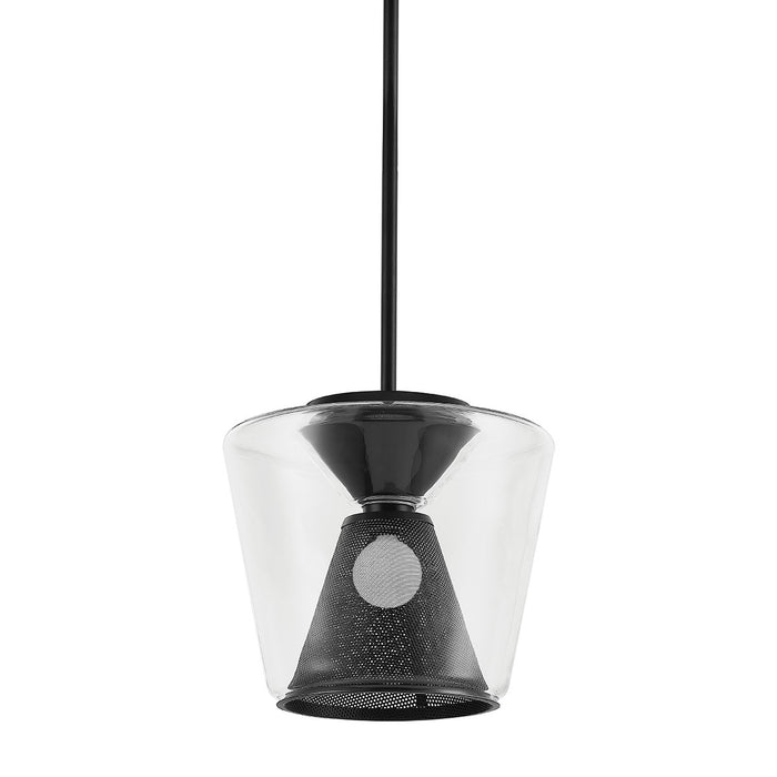 Troy Lighting F5851-SBK One Light Pendant, Soft Black