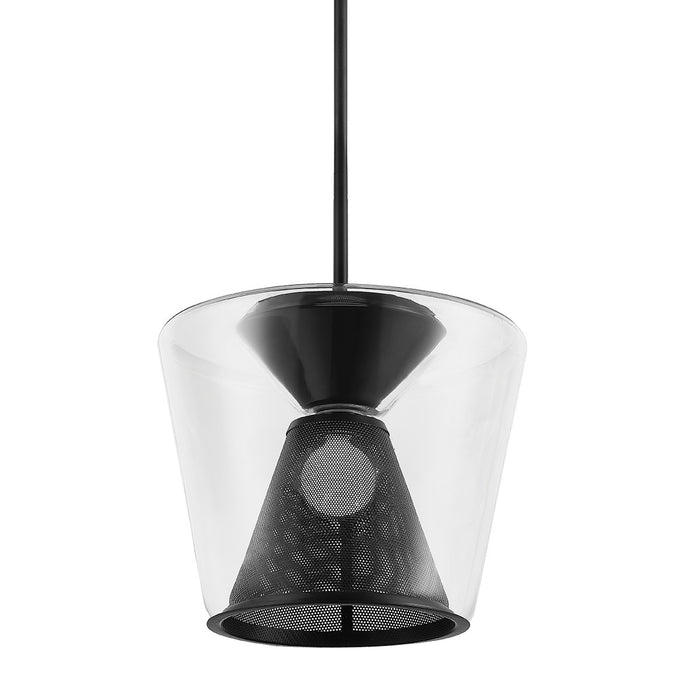 Troy Lighting F5852-SBK One Light Pendant, Soft Black