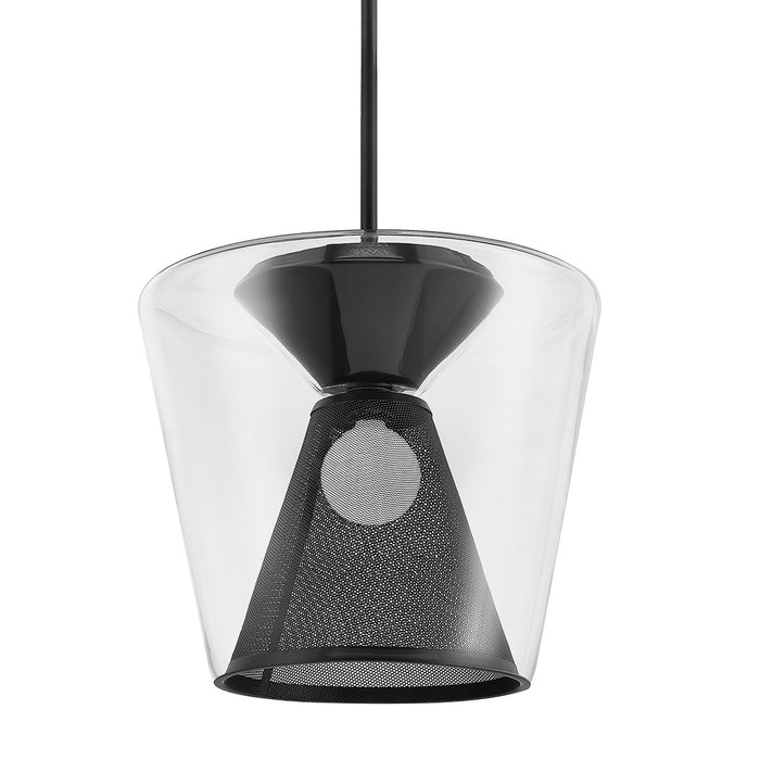 Troy Lighting F5853-SBK One Light Pendant, Soft Black