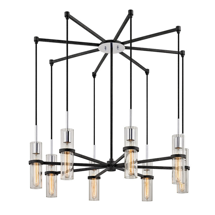 Troy Lighting F6198-TRN/PC Eight Light Chandelier, Textured Iron/Polished Chrome
