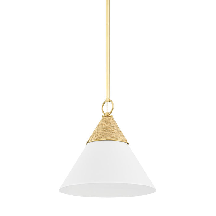 Mitzi H709701S-AGB/TWH One Light Pendant, Aged Brass