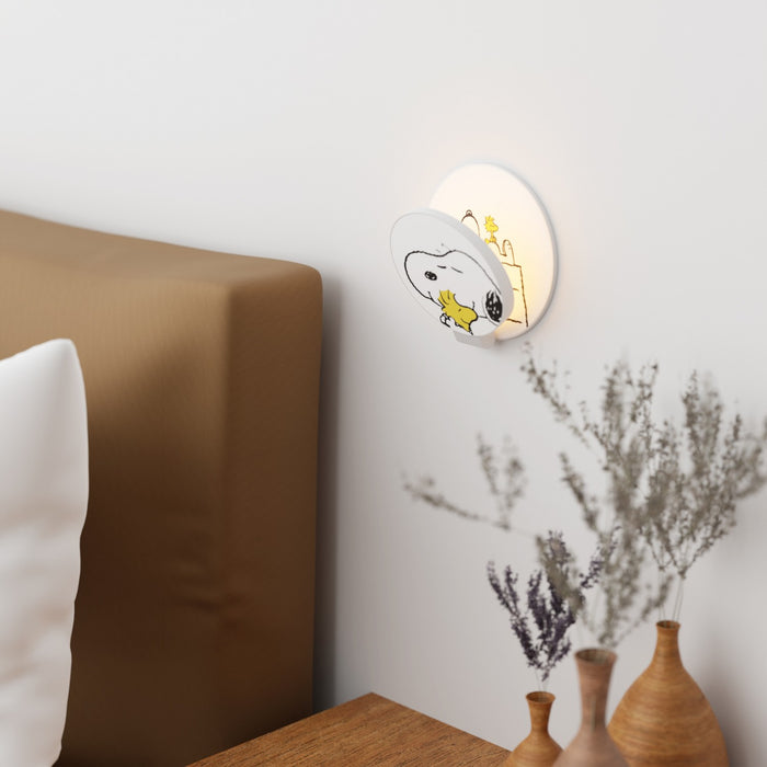 Koncept GRW-S-MWT-SW1-PI LED Wall Sconce, Matte White, Snoopy Woodstock