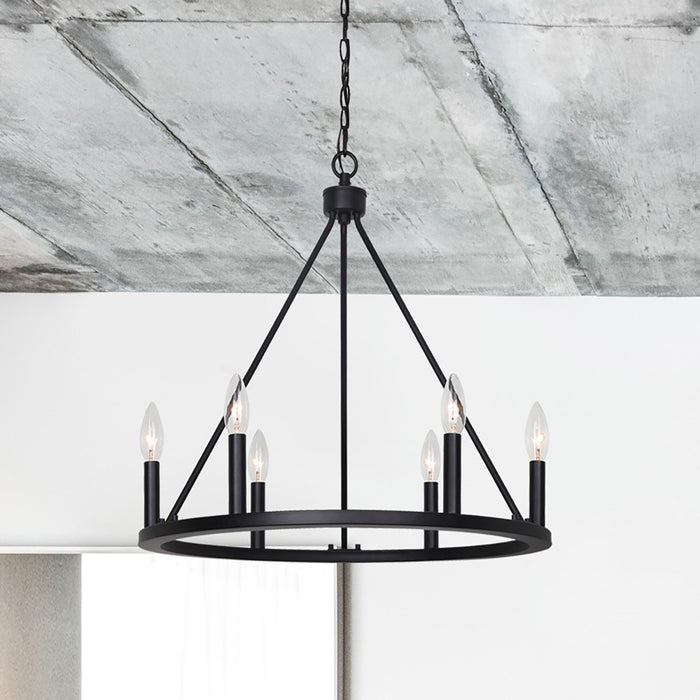 Canarm ICH2033B06BK26 Six Light Chandelier, Matte Black