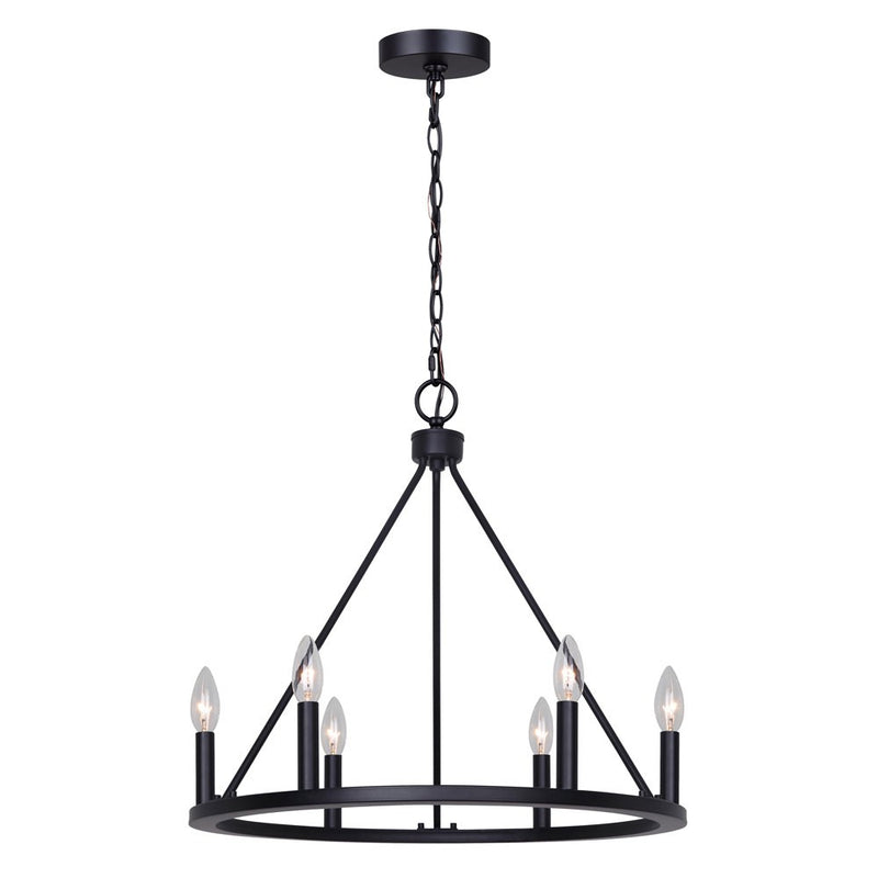 Canarm ICH2033B06BK26 Six Light Chandelier, Matte Black