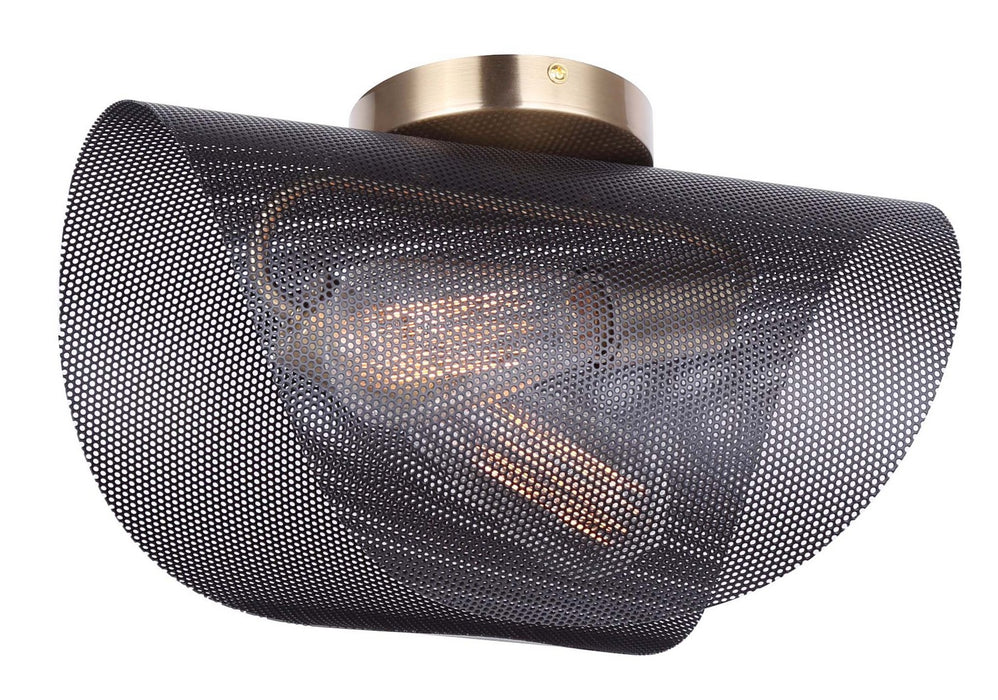 Canarm IFM1131A15BKG Two Light Flush Mount, Matte Black And Gold