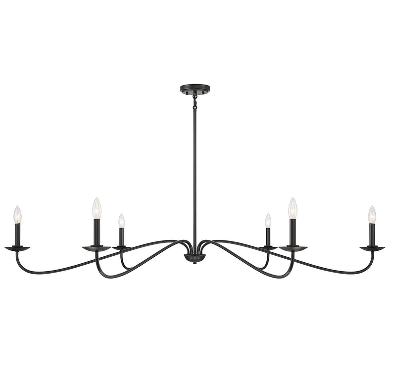 Meridian M100119MBK Six Light Chandelier, Matte Black