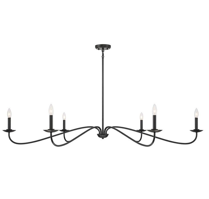 Meridian M100119MBK Six Light Chandelier, Matte Black