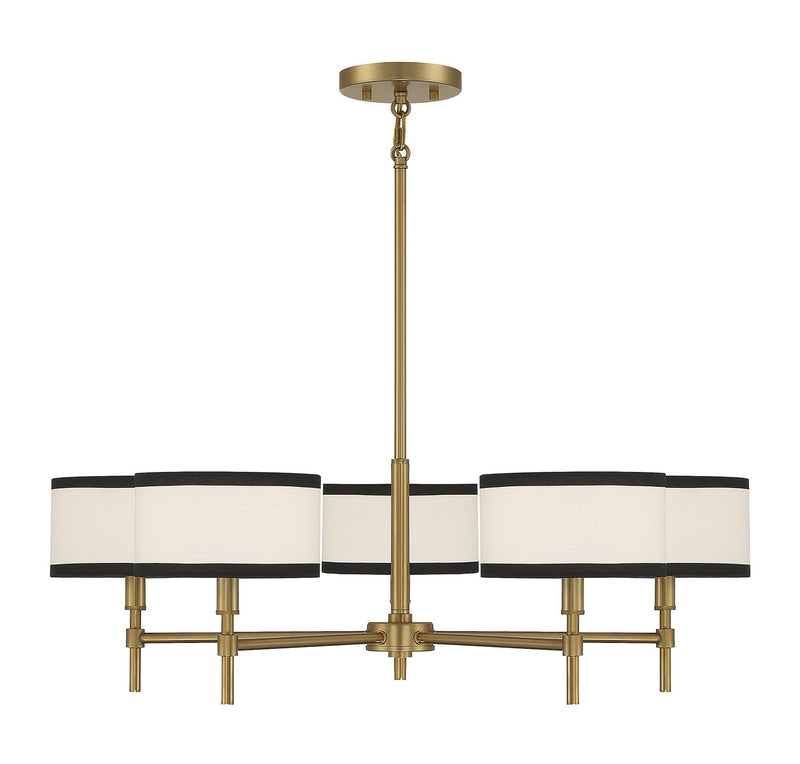 Meridian M10011NB Five Light Chandelier, Natural Brass