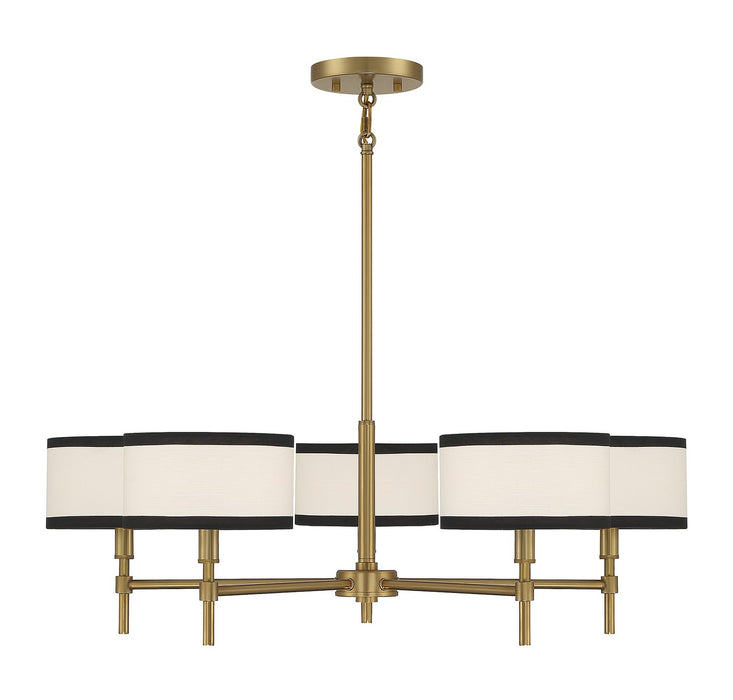 Meridian M10011NB Five Light Chandelier, Natural Brass