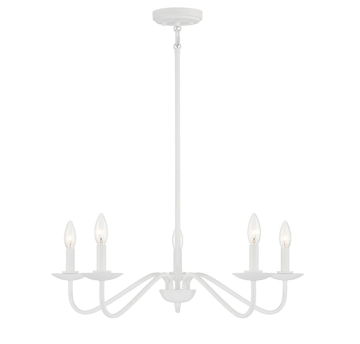 Meridian M100120BQW Five Light Chandelier, Bisque White