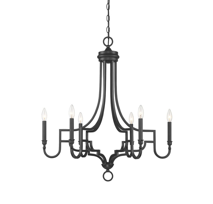 Meridian M10083MBK Six Light Chandelier, Matte Black